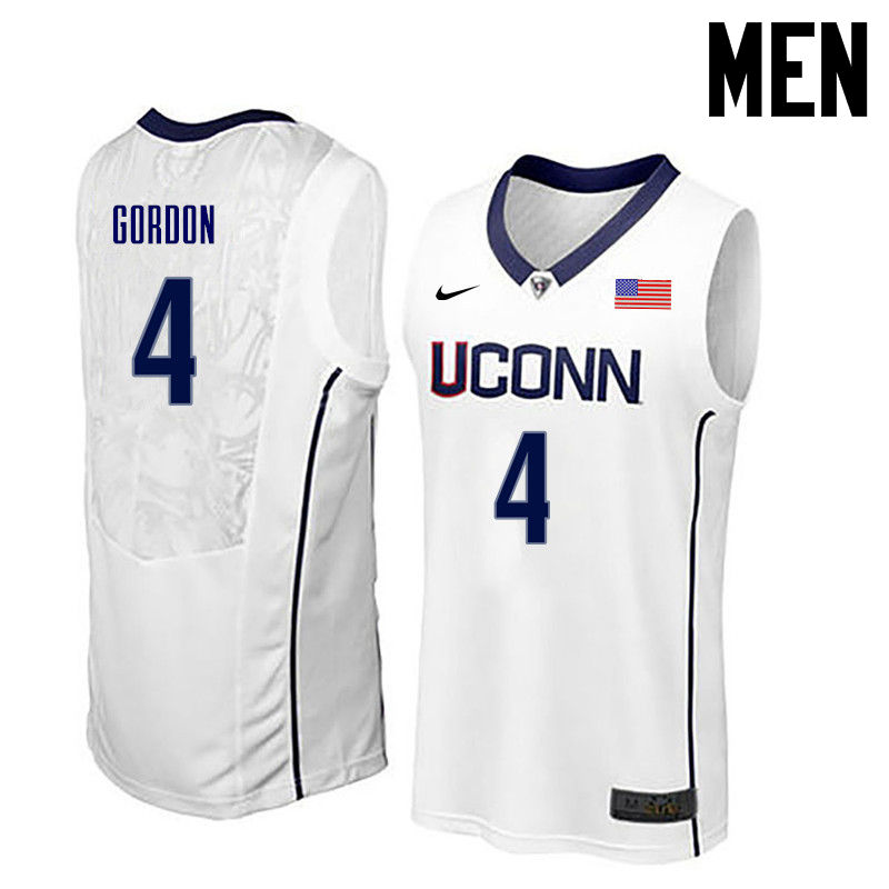 Men Uconn Huskies #4 Ben Gordon College Basketball Jerseys-White